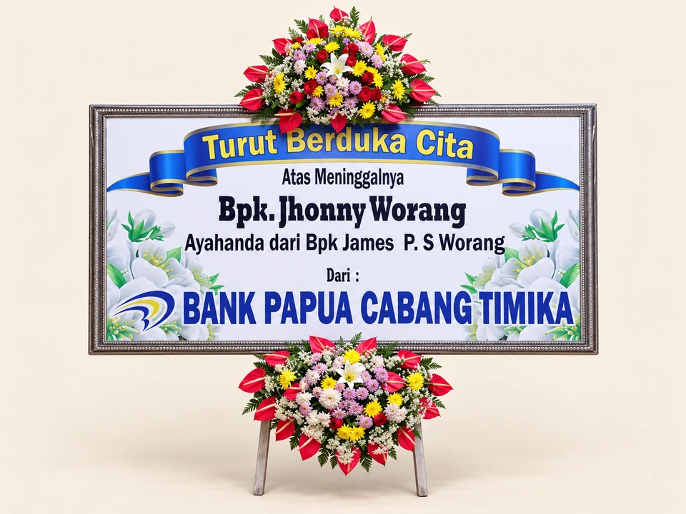 Papan Duka Cita Bingkai Silver Dua Rangkaian — pratinjau dengan latar krem
