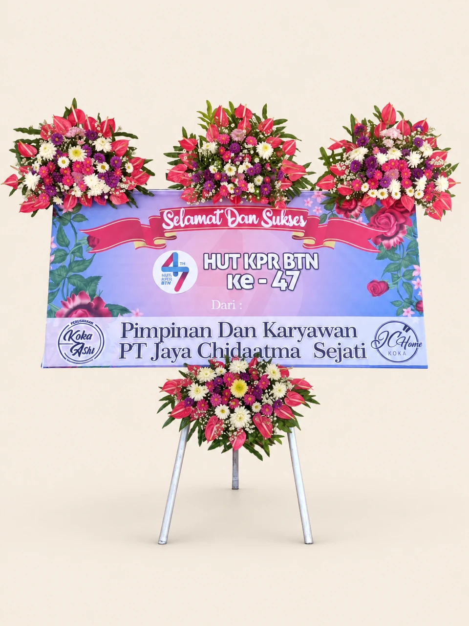 Papan HUT Perusahaan Biru Pink Empat Rangkaian — pratinjau dengan latar krem