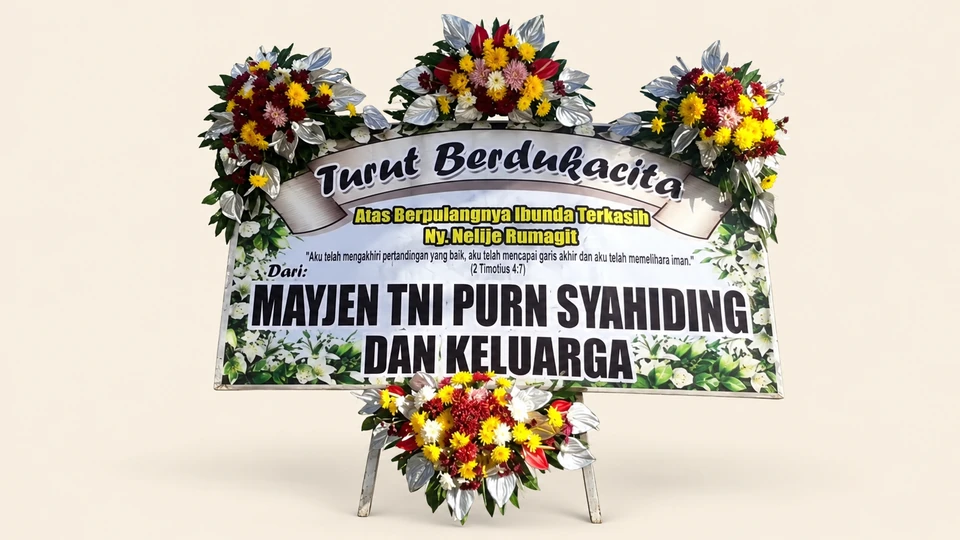 Papan Duka Cita Putih Rangkaian Silver — pratinjau dengan latar krem