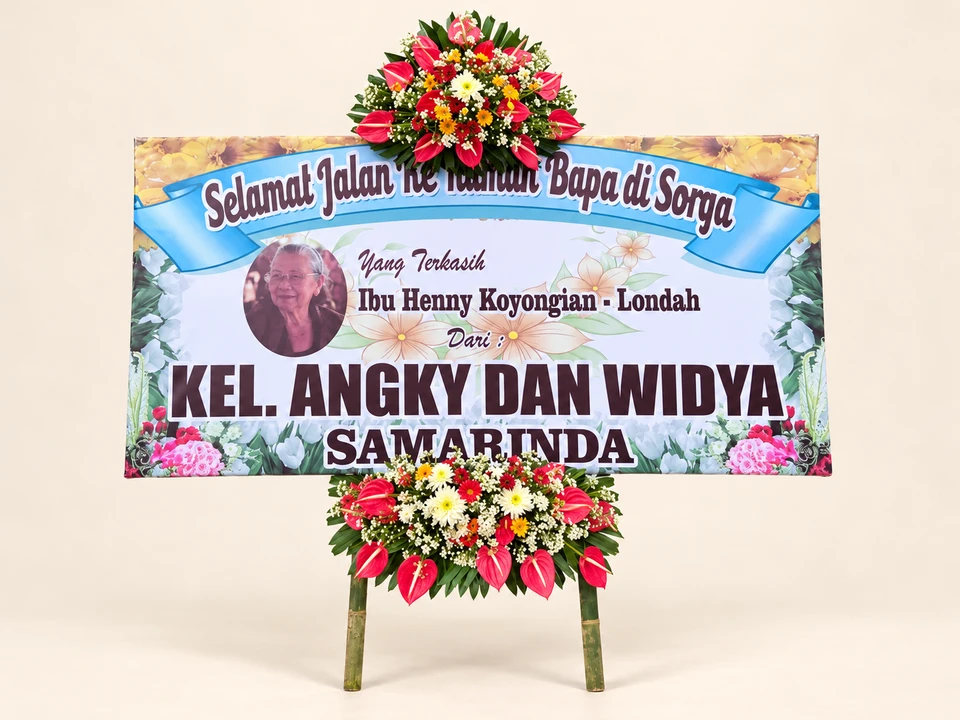 Papan Duka Cita Biru Putih — pratinjau dengan latar krem