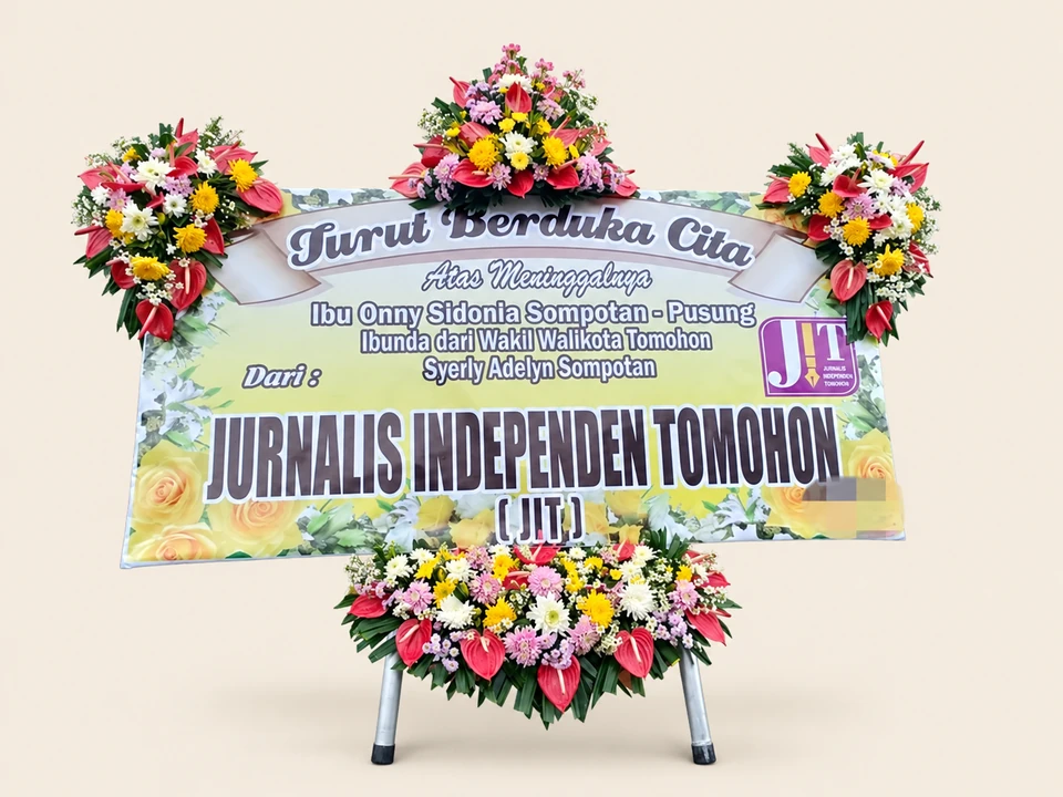 Papan Duka Cita Kuning Pink — pratinjau dengan latar krem
