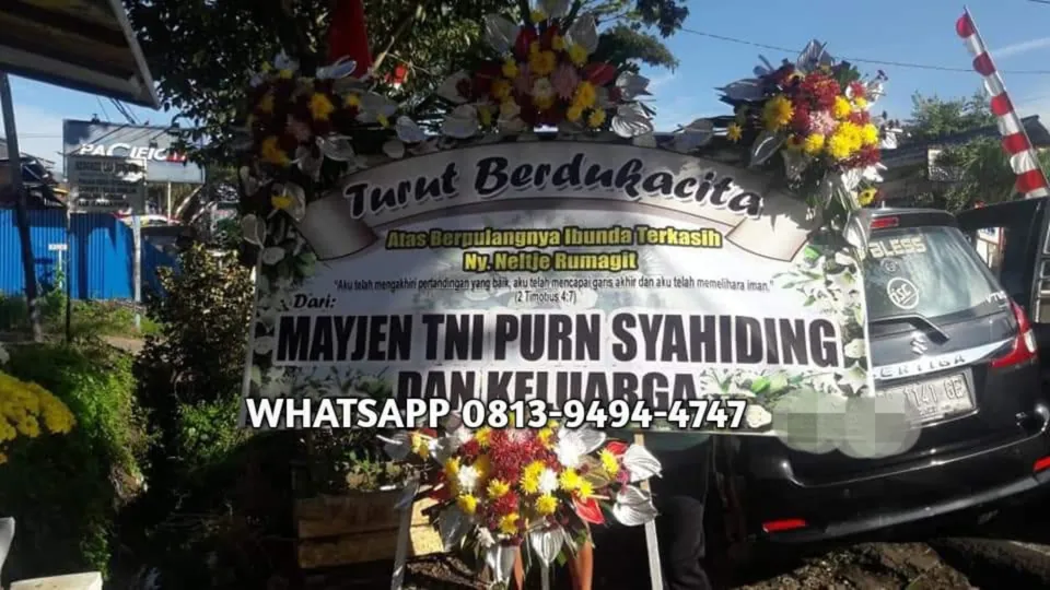 Papan Duka Cita Putih Rangkaian Silver